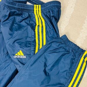 Vintage Adidas Navy & Yellow Windbreaker Track Pants | Size Large